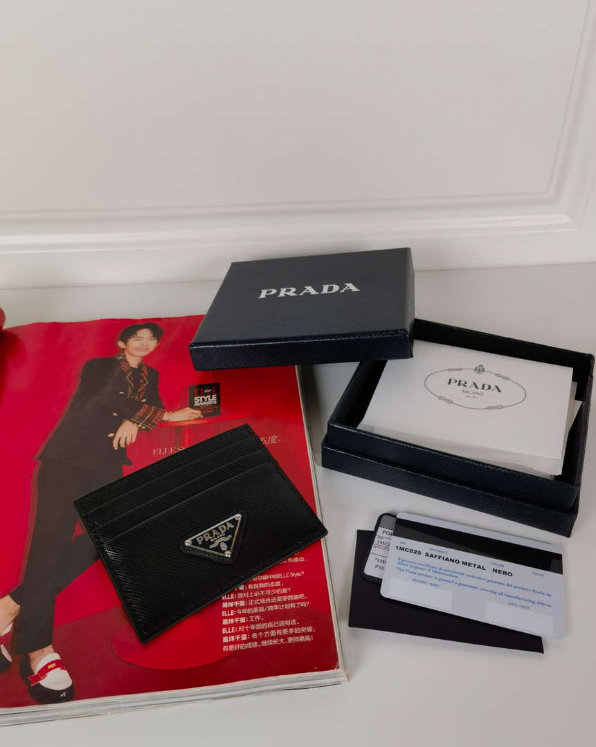 Prada 1MC025 Saffiano Leather card holder Black