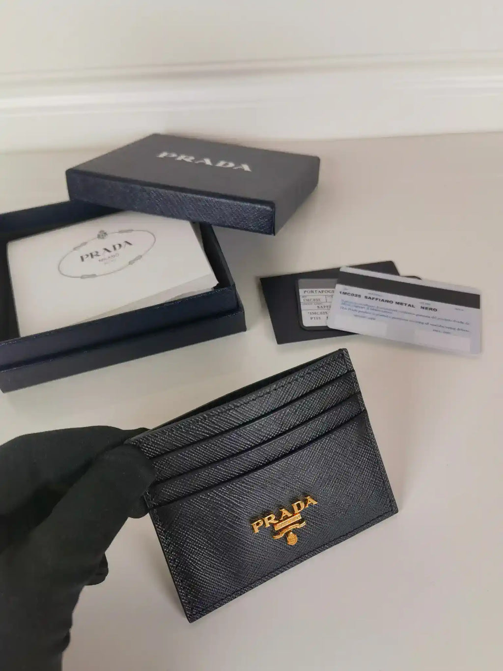 Prada 1MC025 Saffiano Leather card holder Prada logo