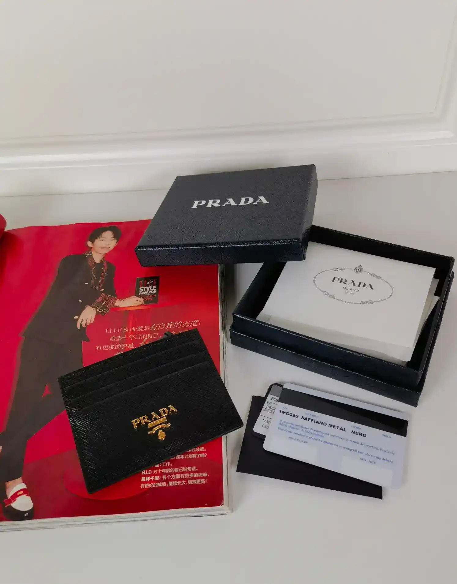 Prada 1MC025 Saffiano Leather card holder Prada logo