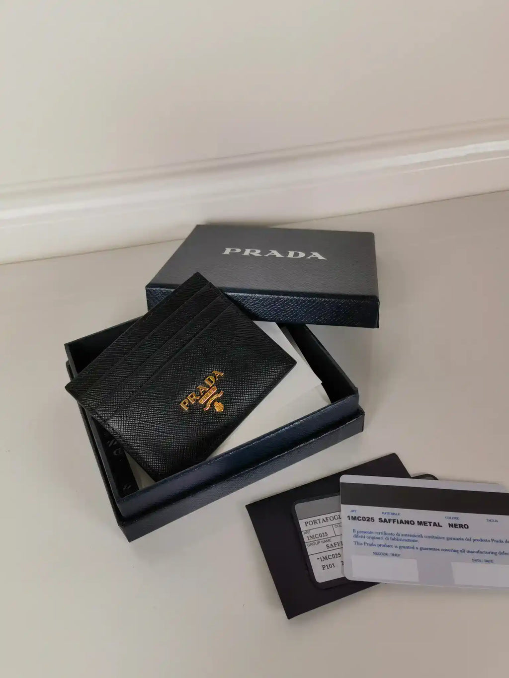 Prada 1MC025 Saffiano Leather card holder Prada logo