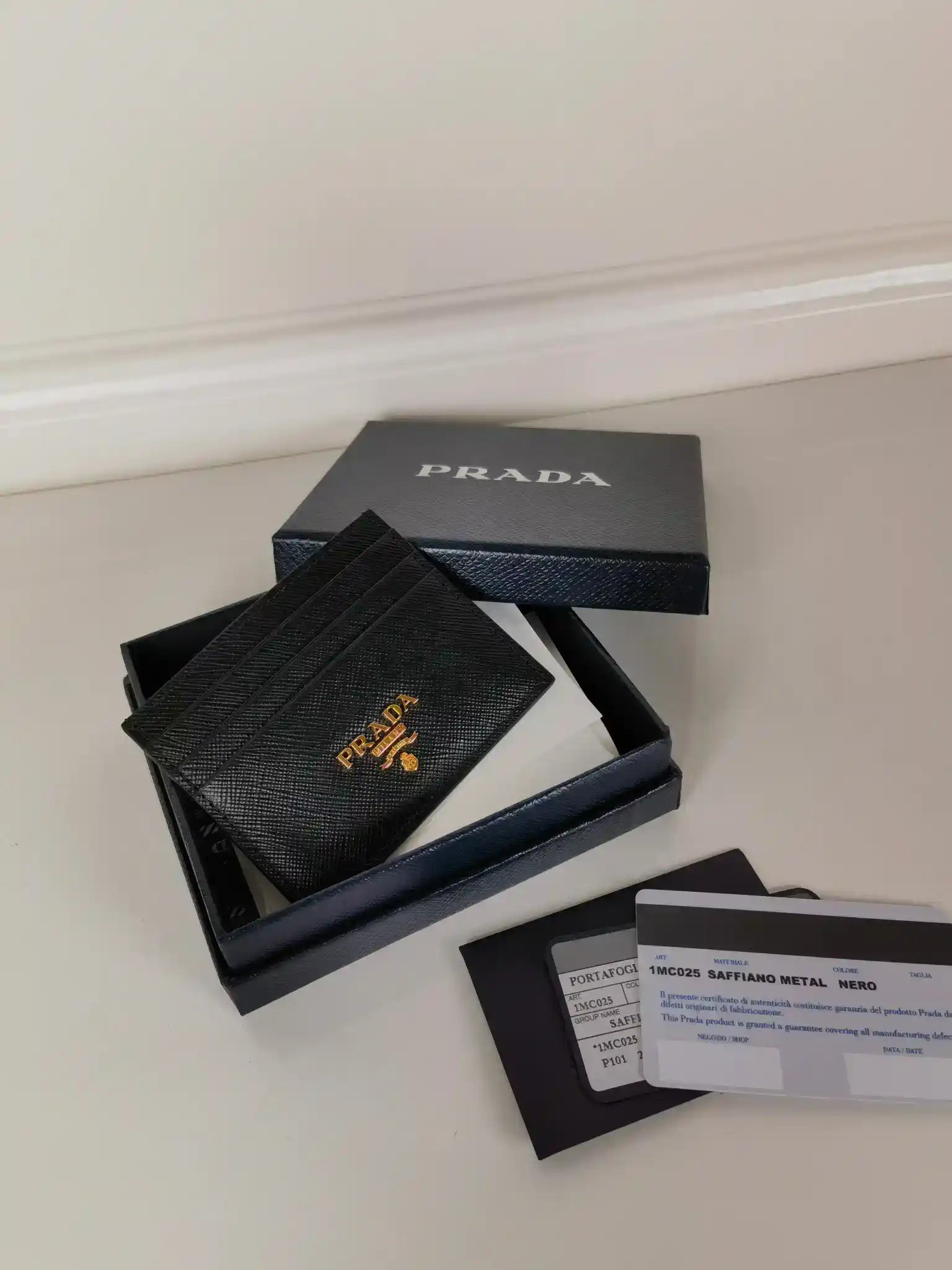 Prada 1MC025 Saffiano Leather card holder Prada logo