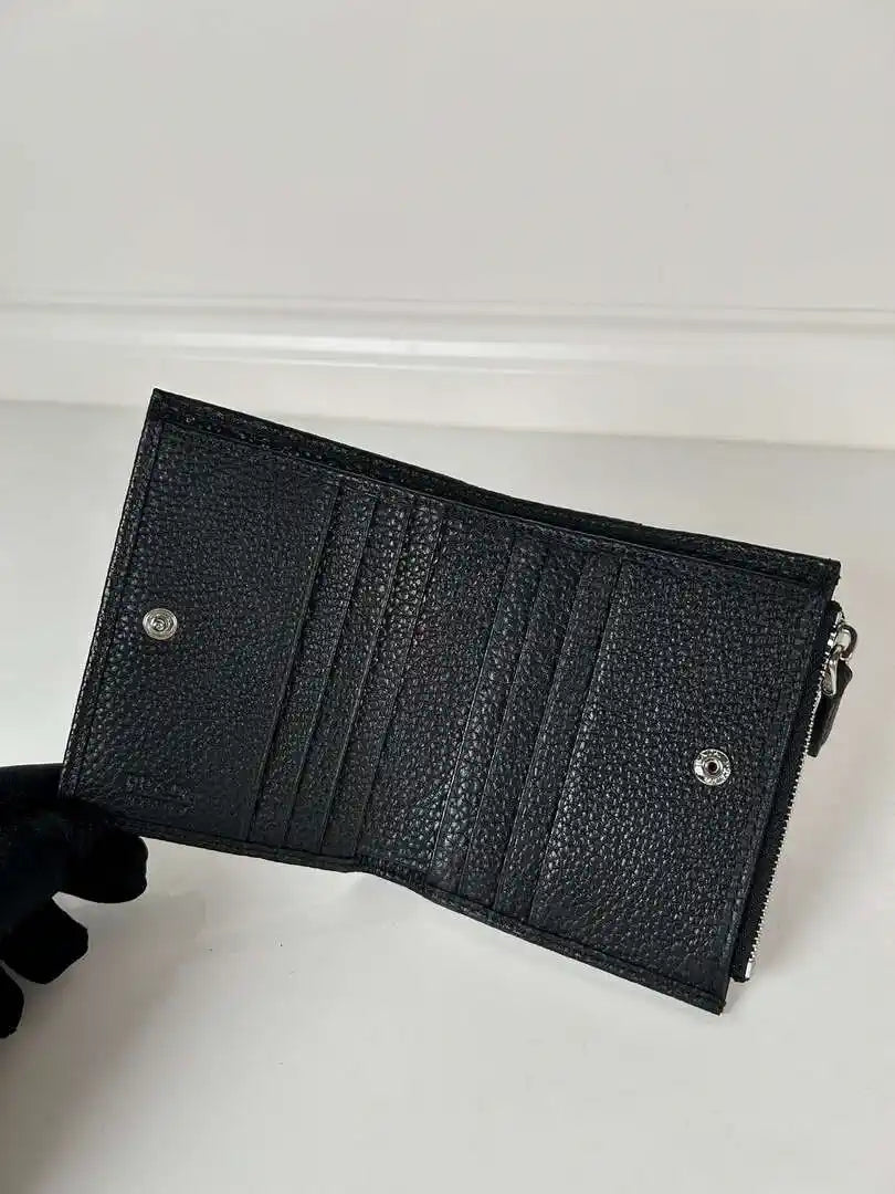 Prada 1ML050 Small leather wallet Black Silver