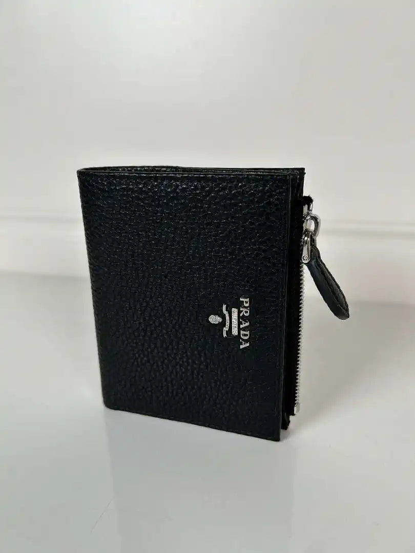 Prada 1ML050 Small leather wallet Black Silver