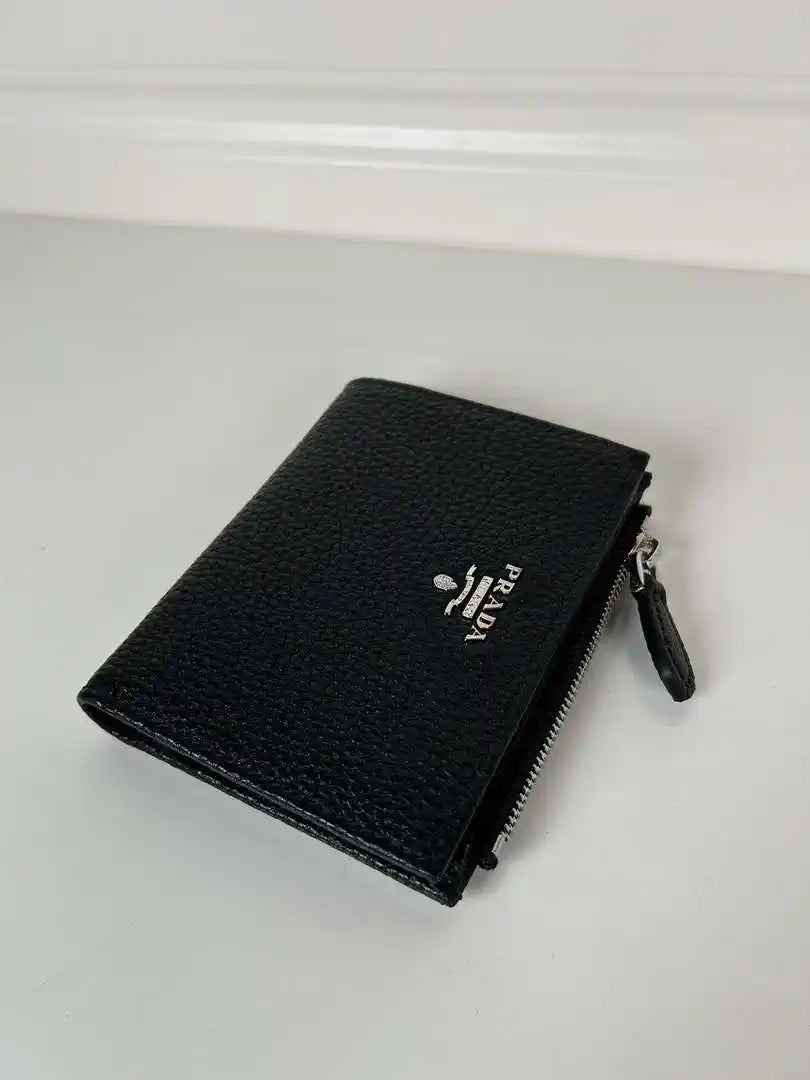 Prada 1ML050 Small leather wallet Black Silver