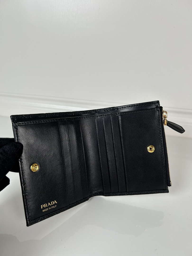 Prada Small leather wallet 1ML050 Black Prada Logo