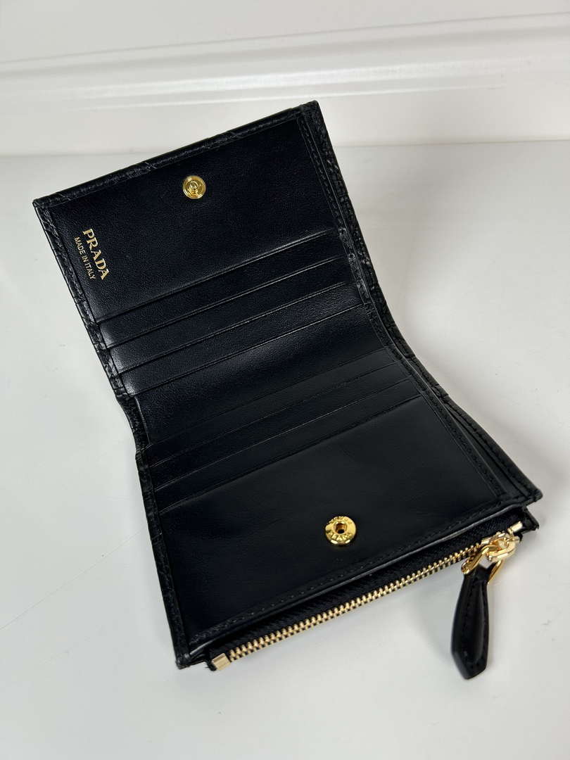Prada Small leather wallet 1ML050 Black Prada Logo