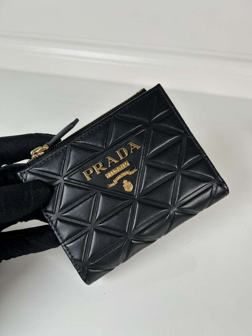 Prada Small leather wallet 1ML050 Black Prada Logo