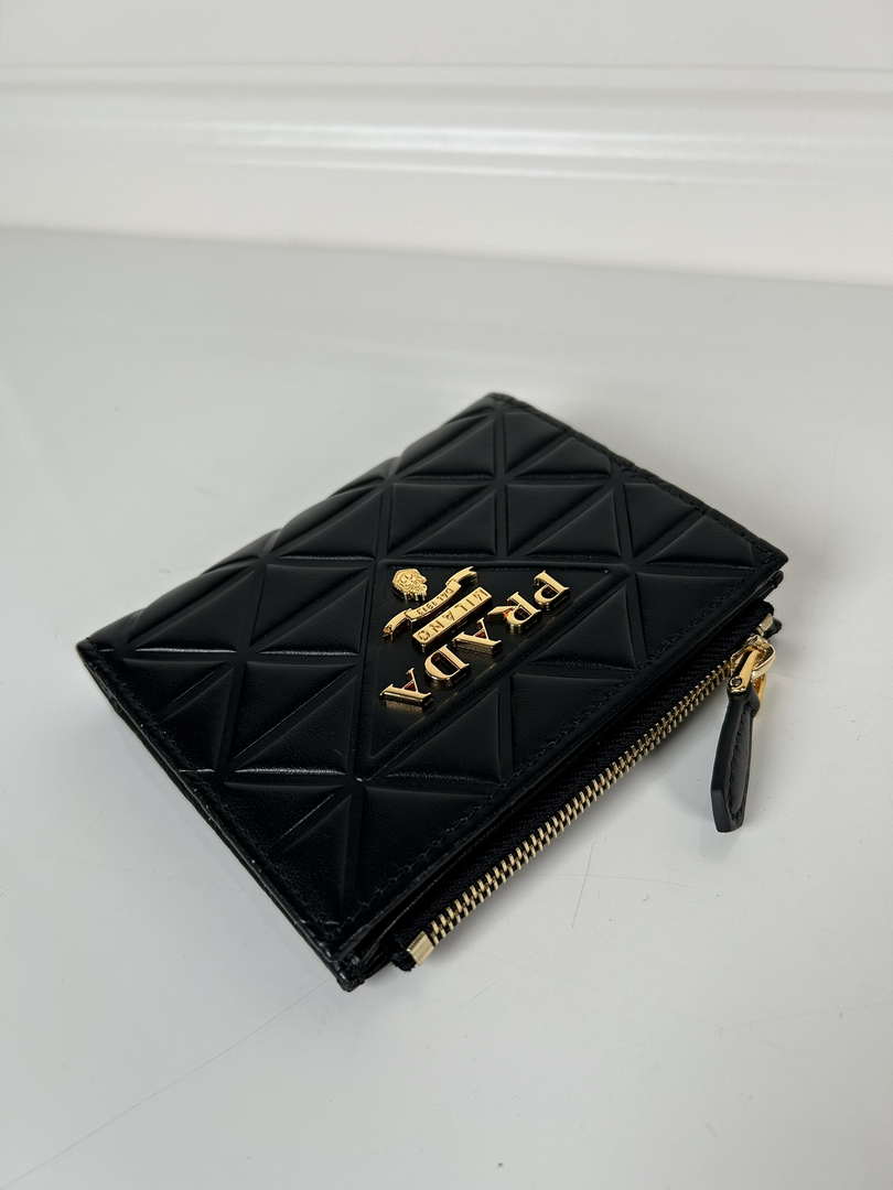 Prada Small leather wallet 1ML050 Black Prada Logo