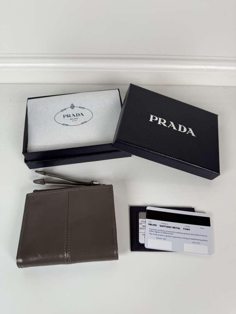 Prada 1ML050 Small leather wallet Gray