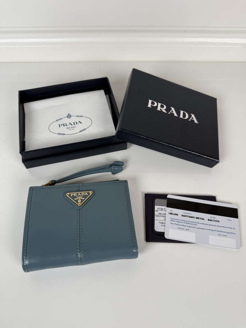 Prada 1ML050 Small leather wallet Light Blue