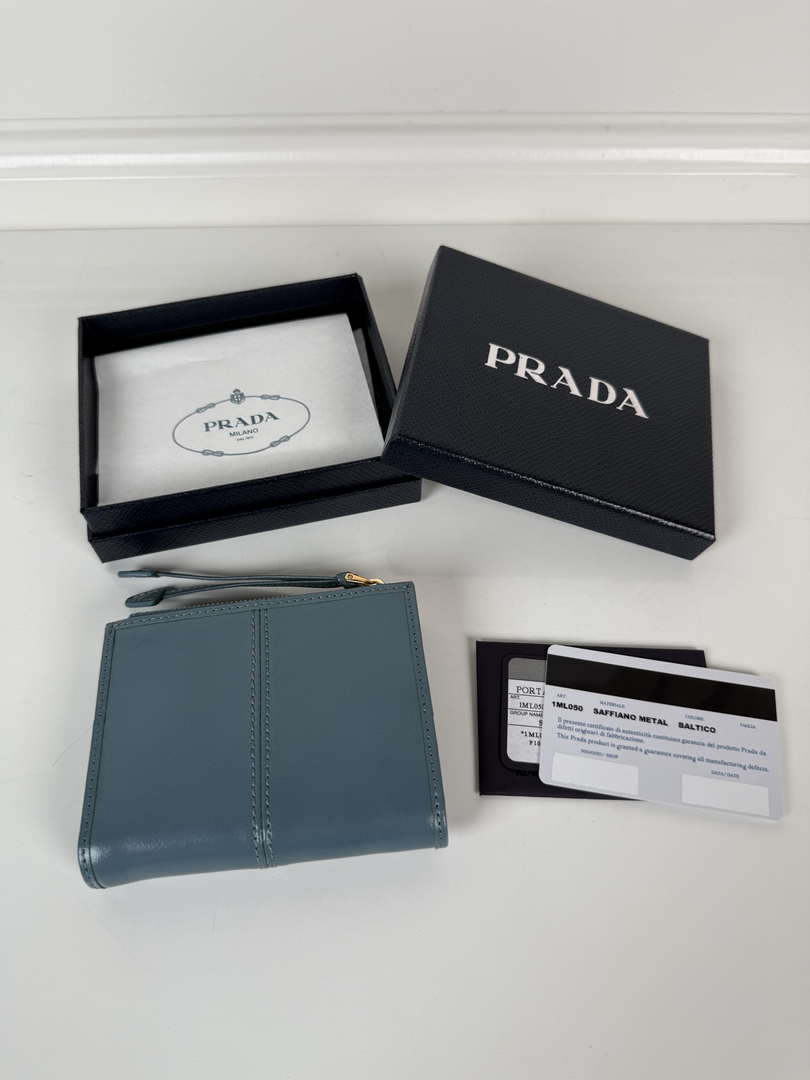 Prada 1ML050 Small leather wallet Light Blue