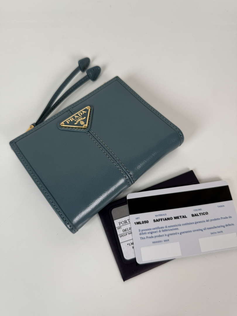 Prada 1ML050 Small leather wallet Light Blue