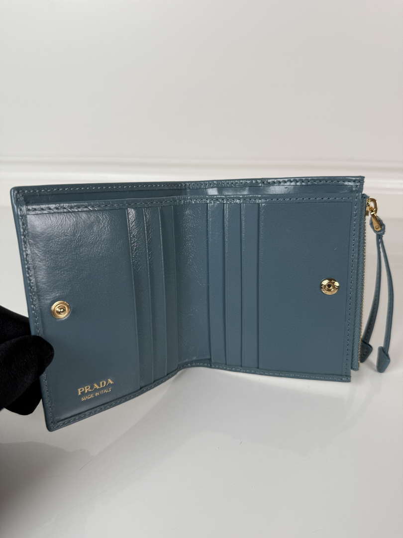 Prada 1ML050 Small leather wallet Light Blue