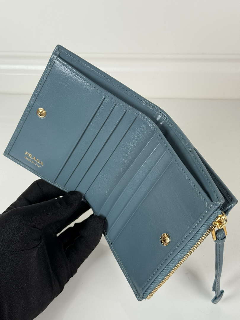 Prada 1ML050 Small leather wallet Light Blue