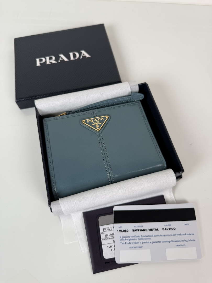 Prada 1ML050 Small leather wallet Light Blue