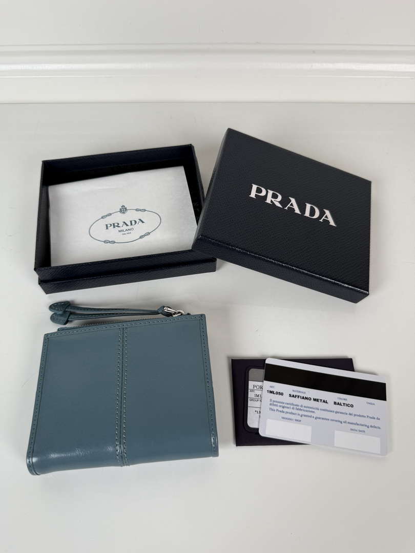 Prada 1ML050 Small leather wallet Light Blue