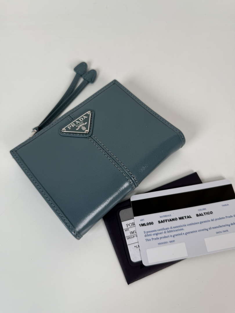 Prada 1ML050 Small leather wallet Light Blue