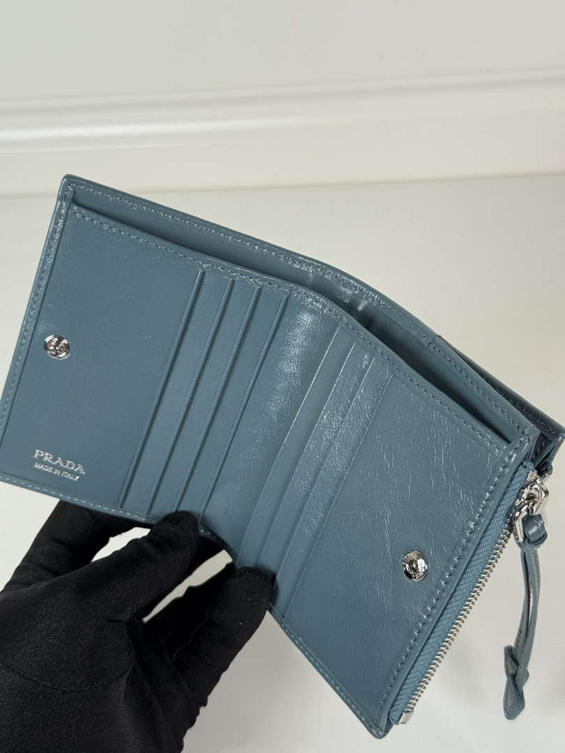 Prada 1ML050 Small leather wallet Light Blue