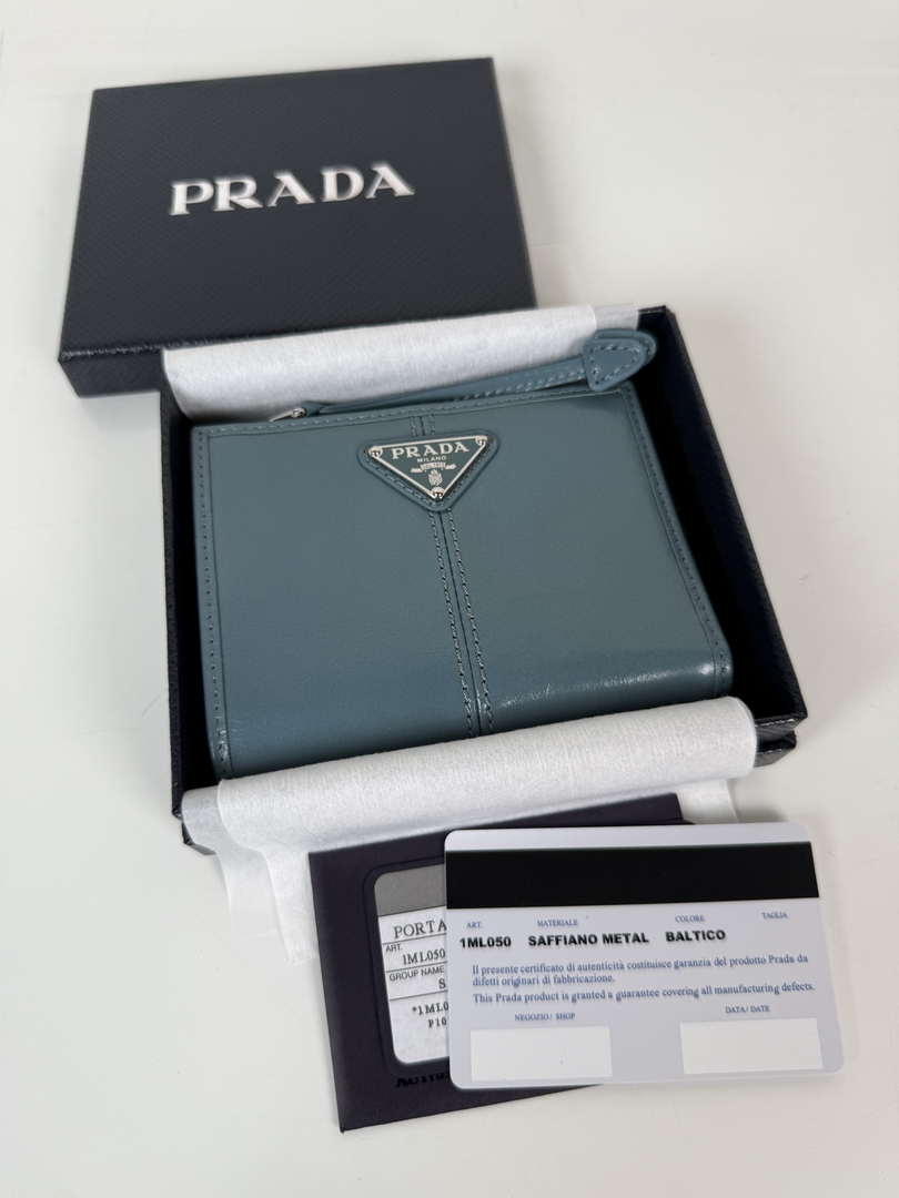 Prada 1ML050 Small leather wallet Light Blue