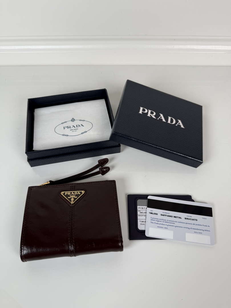 Prada 1ML050 Small leather wallet Wine red