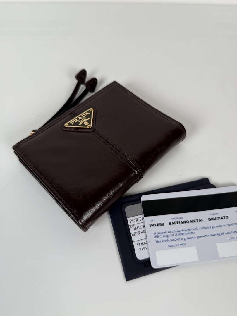 Prada 1ML050 Small leather wallet Wine red