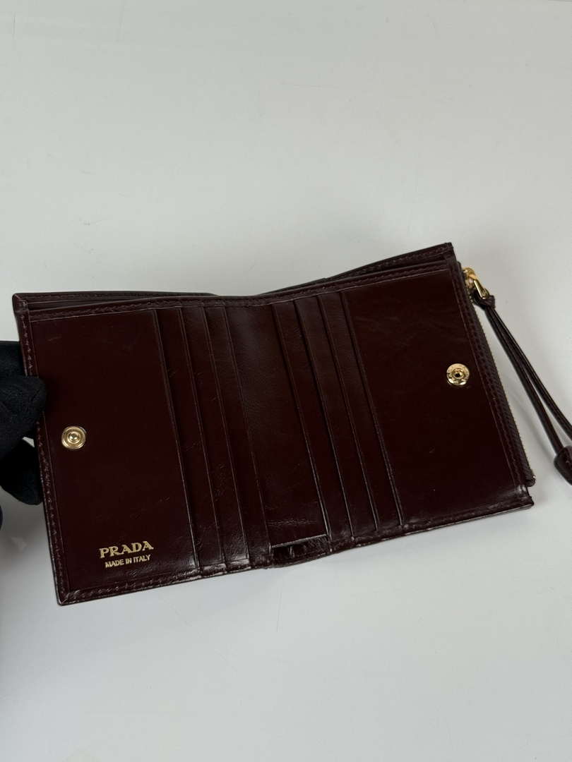 Prada 1ML050 Small leather wallet Wine red