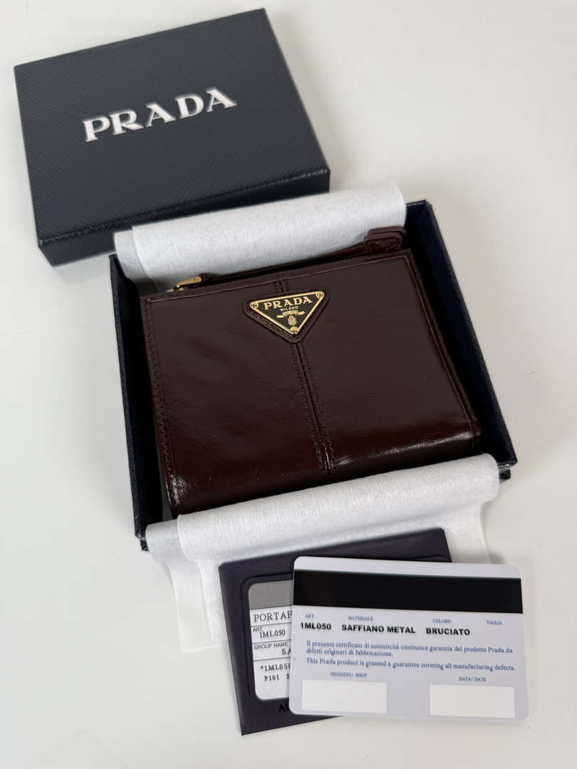 Prada 1ML050 Small leather wallet Wine red