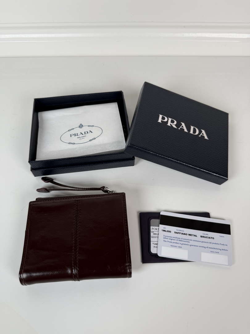 Prada 1ML050 Small leather wallet Wine red