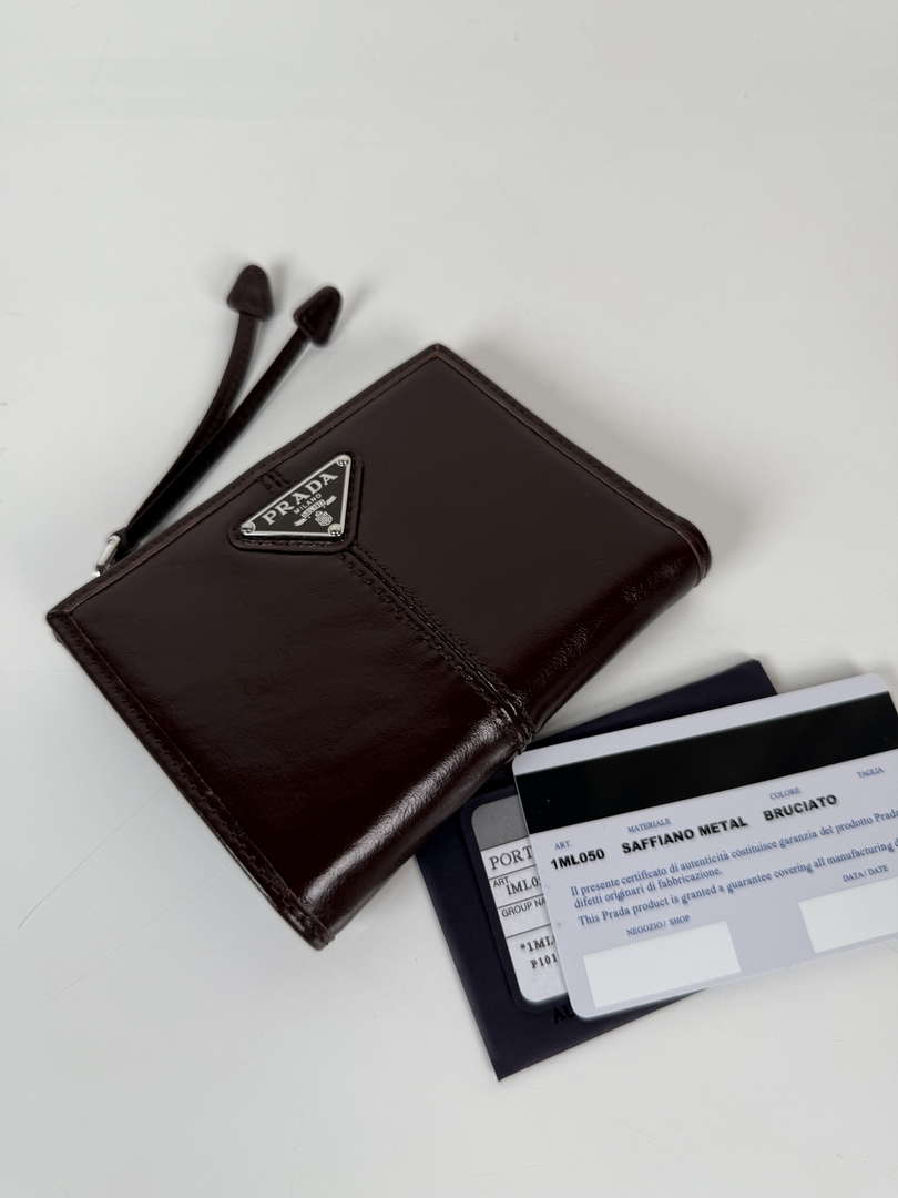 Prada 1ML050 Small leather wallet Wine red