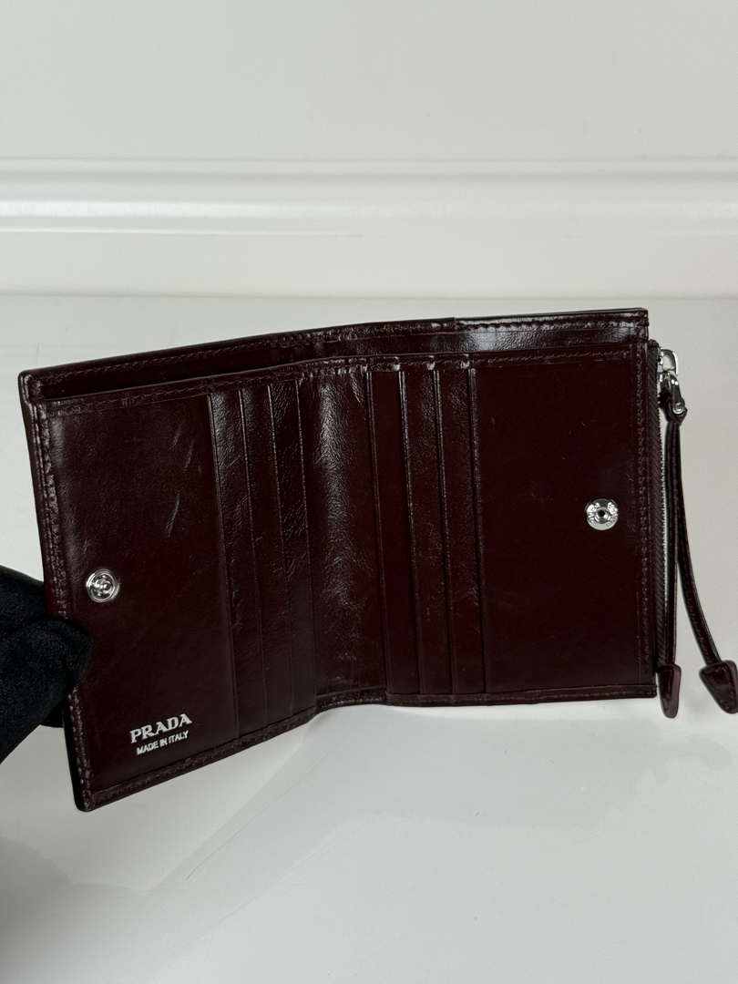 Prada 1ML050 Small leather wallet Wine red