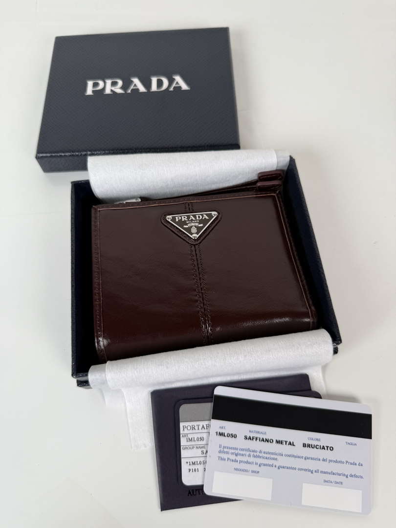 Prada 1ML050 Small leather wallet Wine red