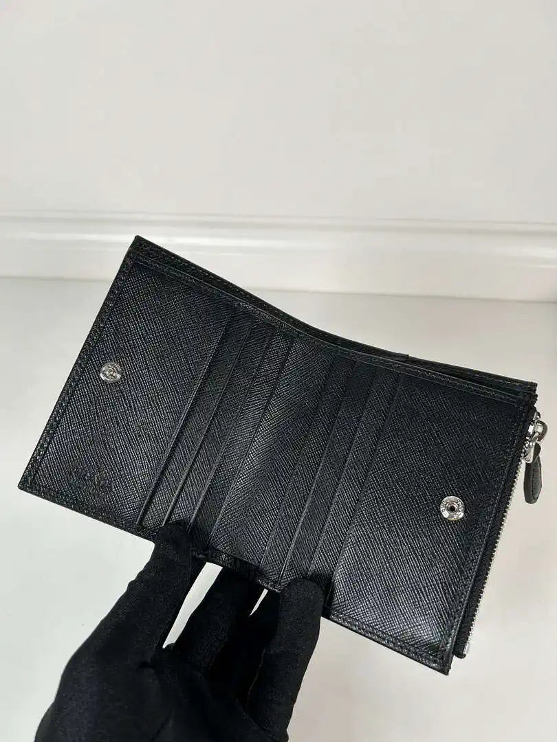 Prada 1ML050 Small Saffiano leather wallet Black Logo