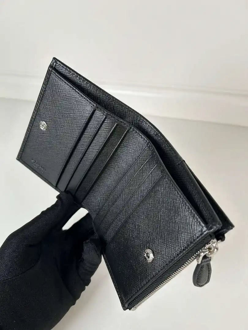 Prada 1ML050 Small Saffiano leather wallet Black Logo
