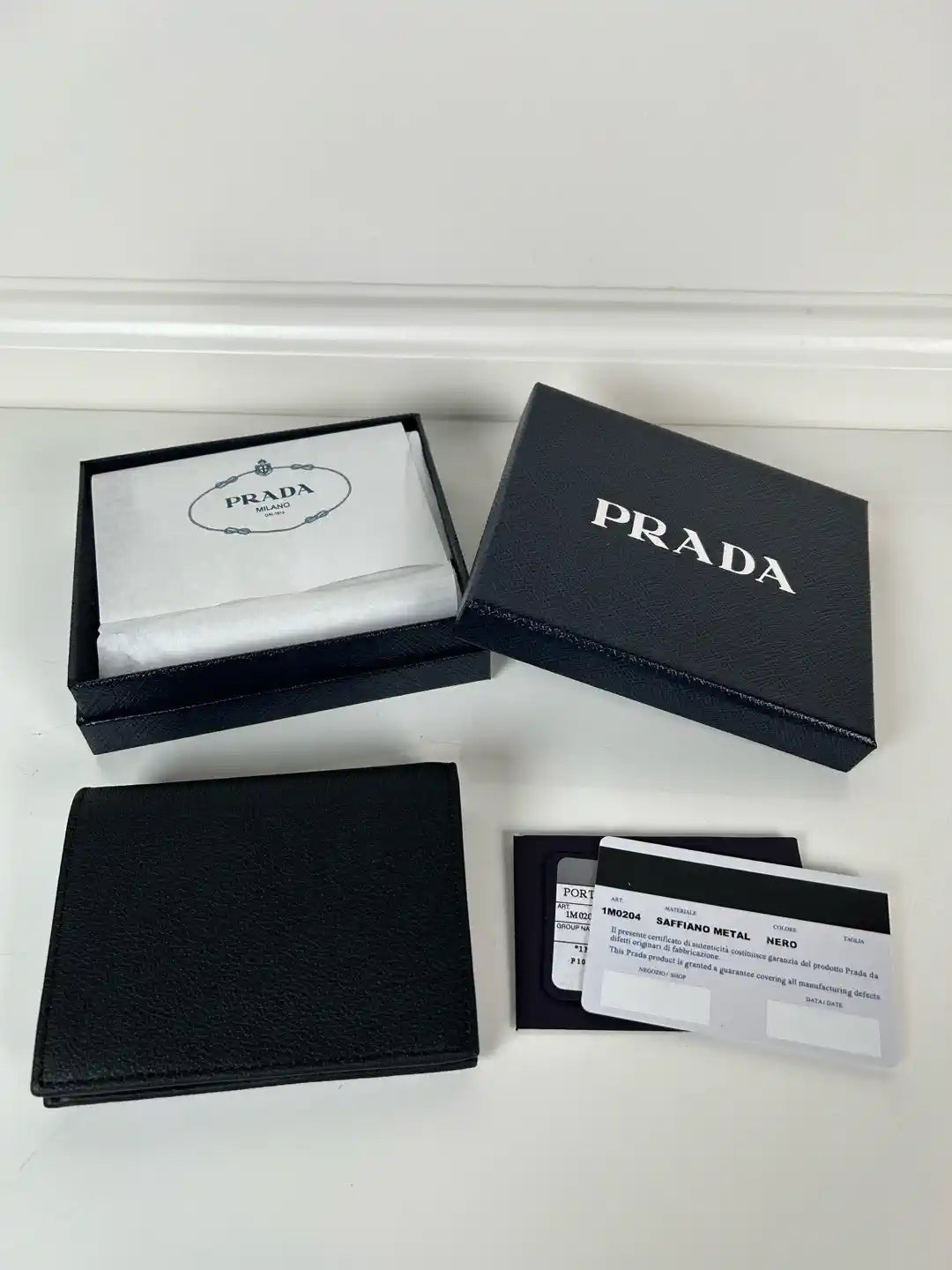 Prada 1MV204 Small Lambskin Leather Wallet Black