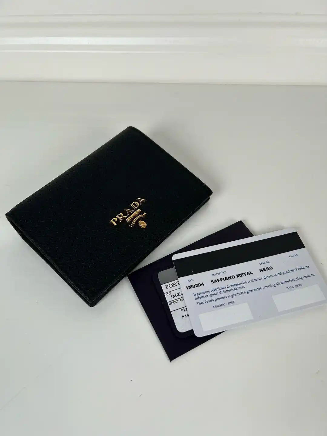 Prada 1MV204 Small Lambskin Leather Wallet Black