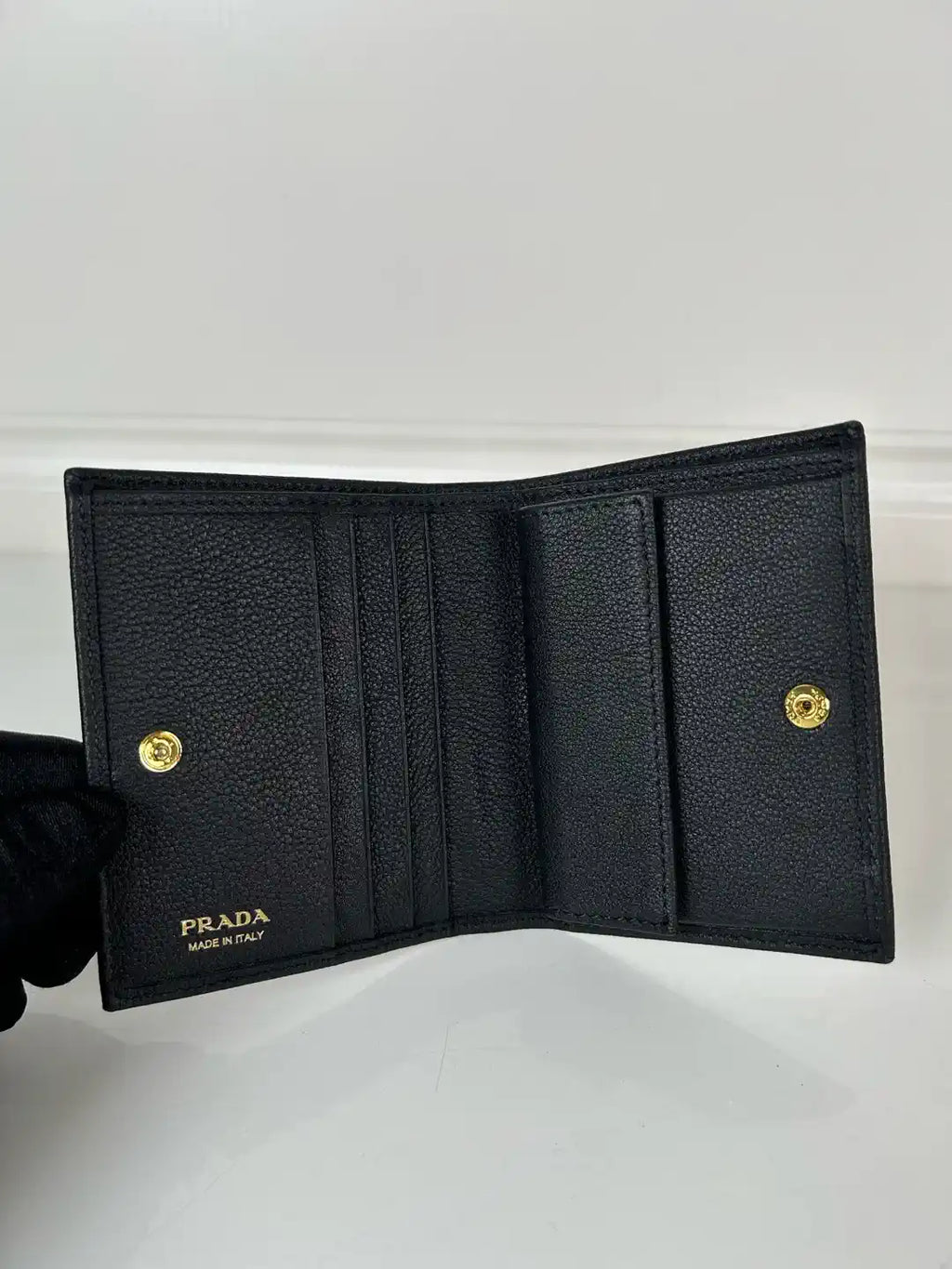 Prada 1MV204 Small Lambskin Leather Wallet Black