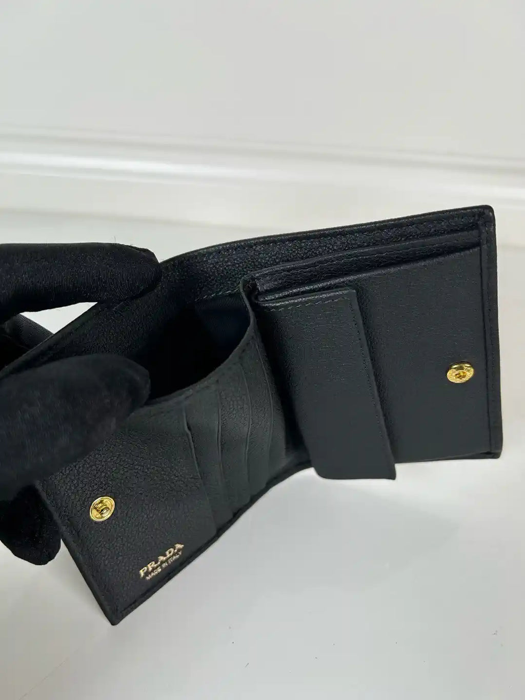 Prada 1MV204 Small Lambskin Leather Wallet Black