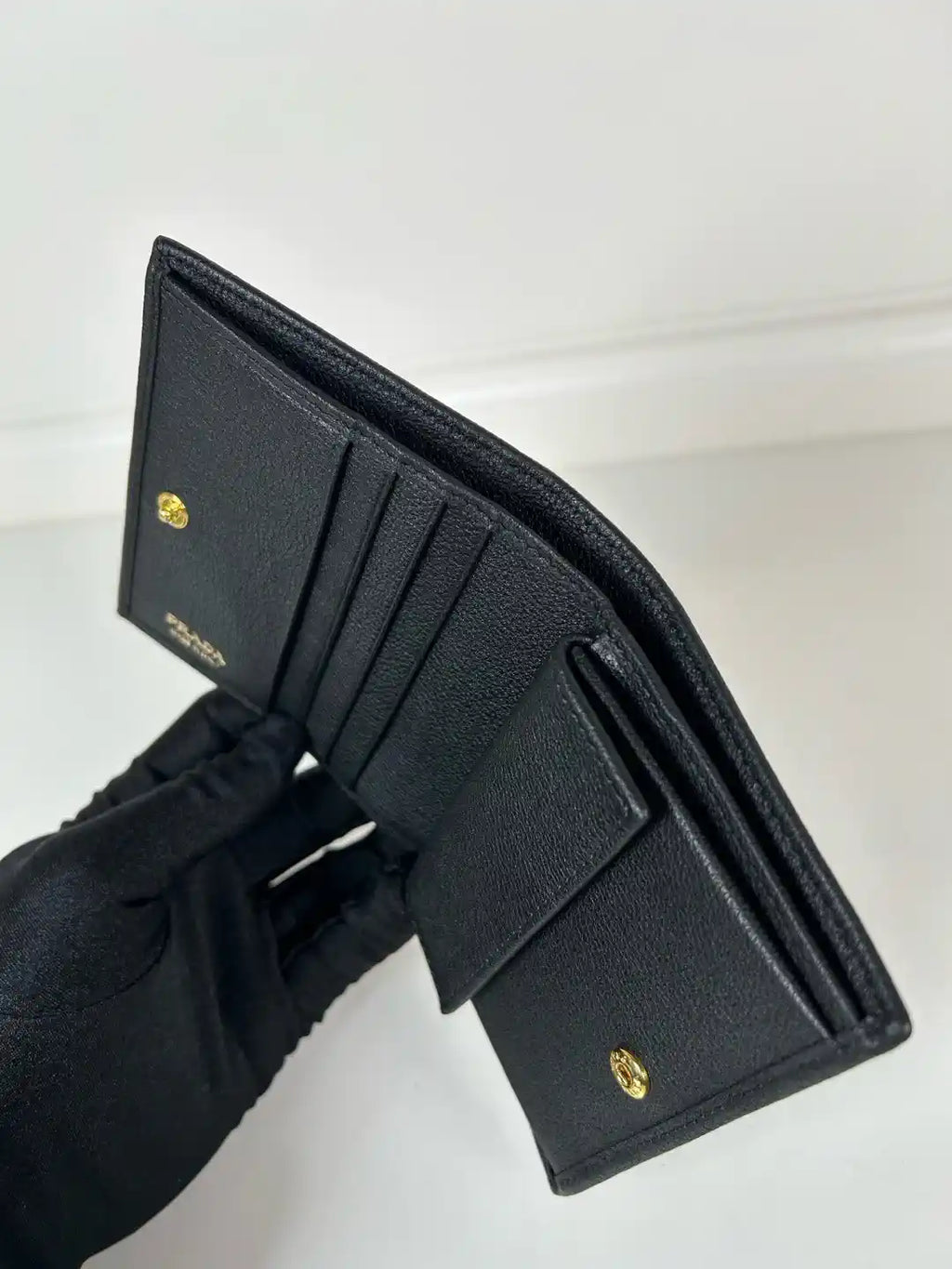 Prada 1MV204 Small Lambskin Leather Wallet Black