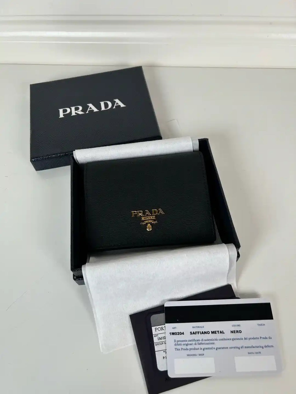 Prada 1MV204 Small Lambskin Leather Wallet Black