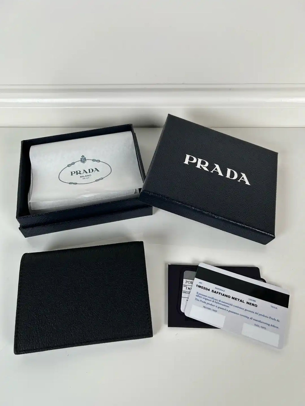 Prada 1MV204 Small Lambskin Leather Wallet Black