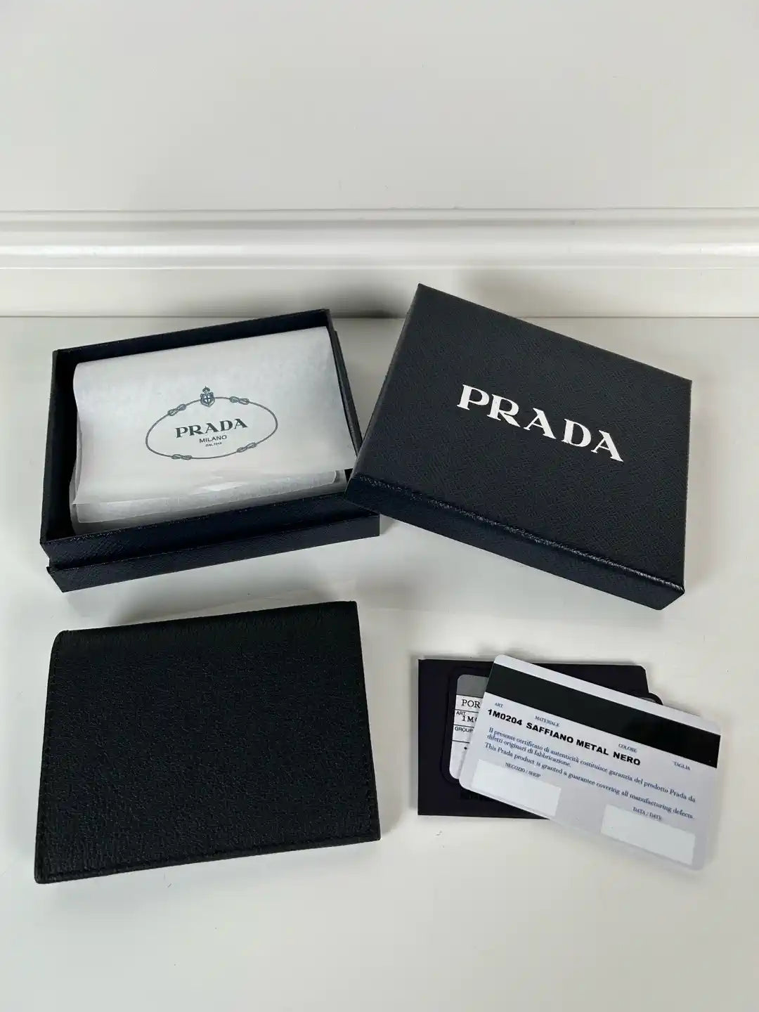 Prada 1MV204 Small Lambskin Leather Wallet Black
