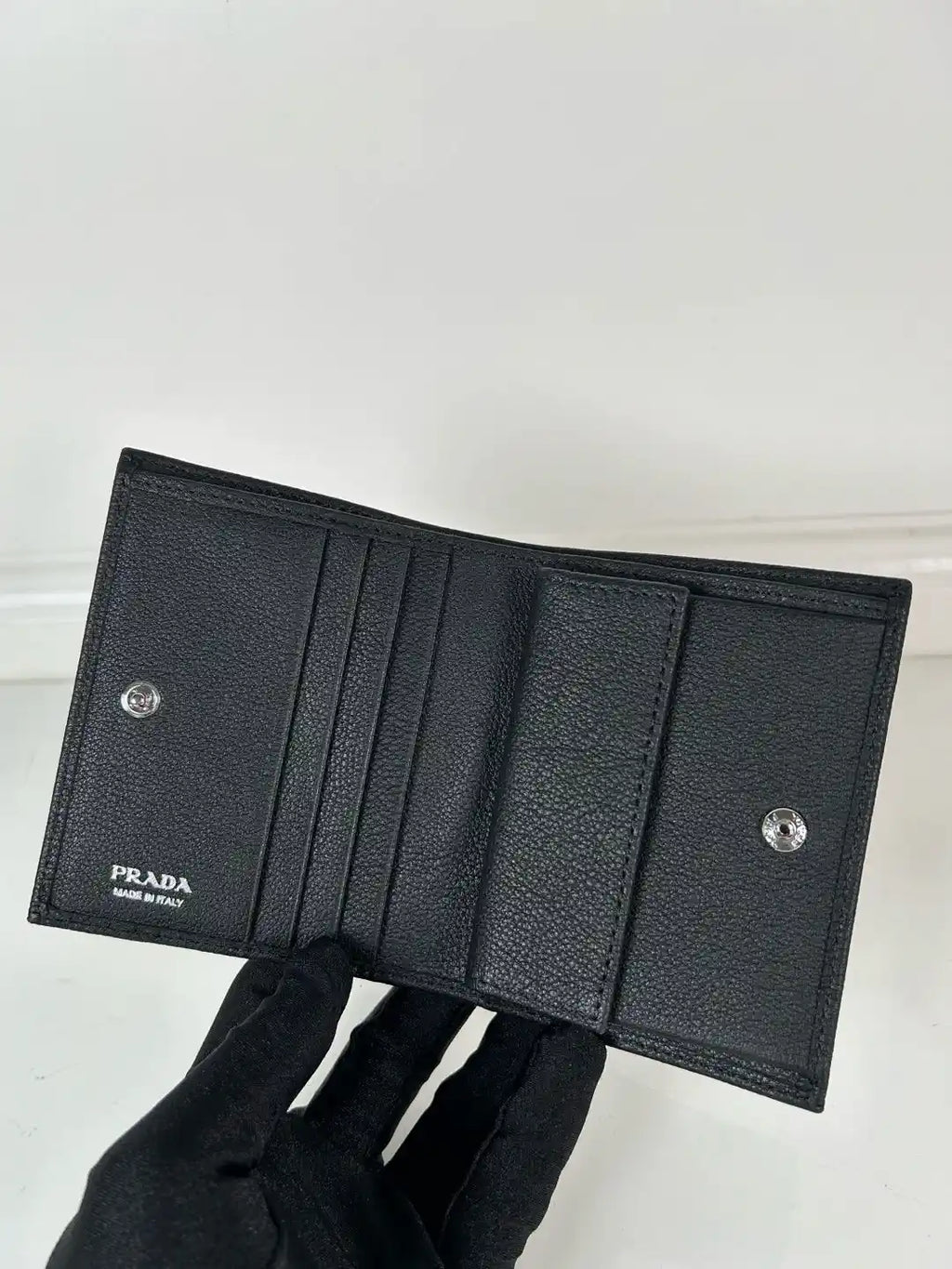 Prada 1MV204 Small Lambskin Leather Wallet Black