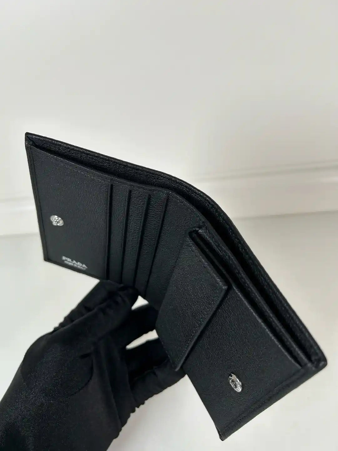 Prada 1MV204 Small Lambskin Leather Wallet Black