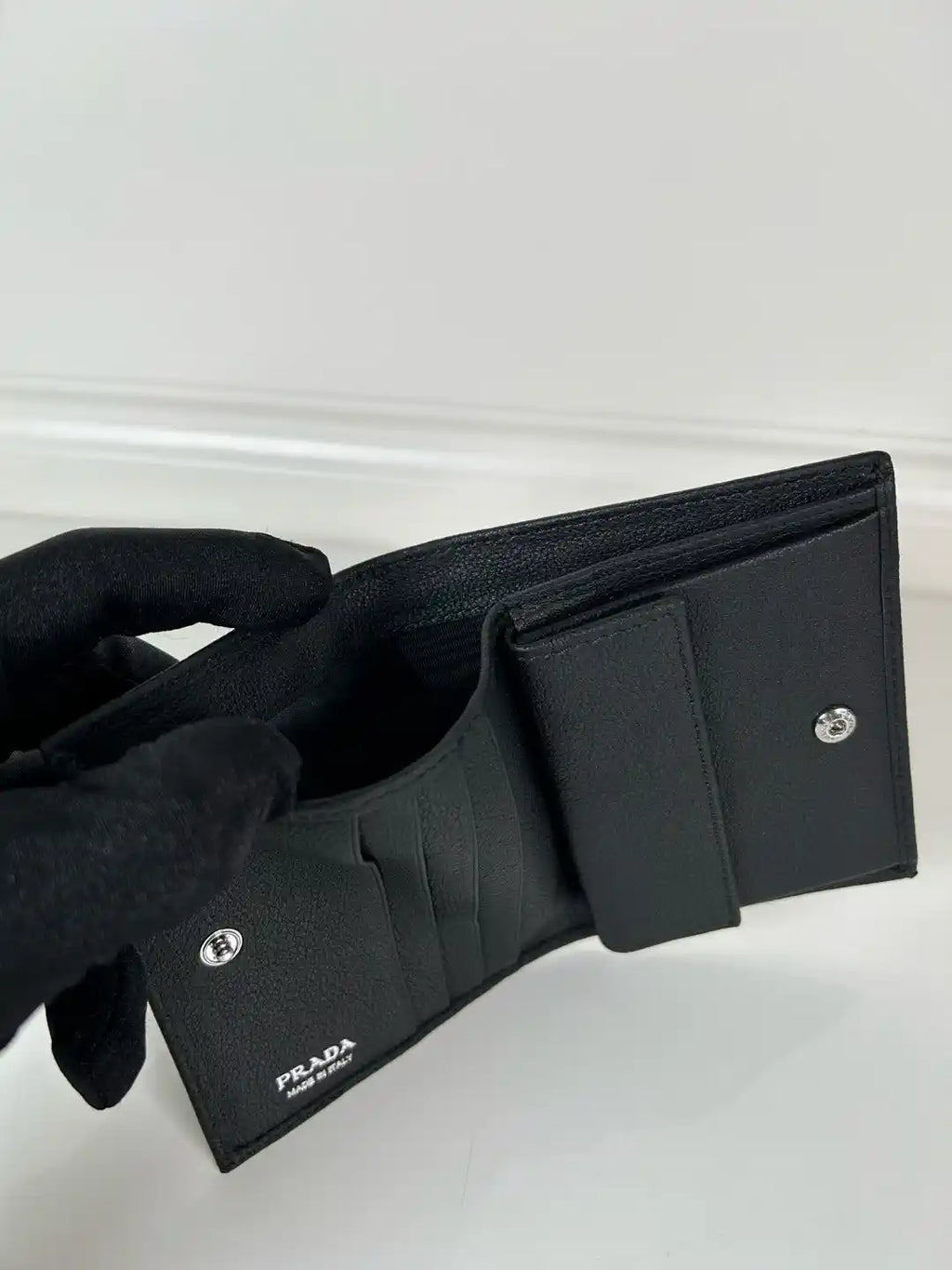 Prada 1MV204 Small Lambskin Leather Wallet Black