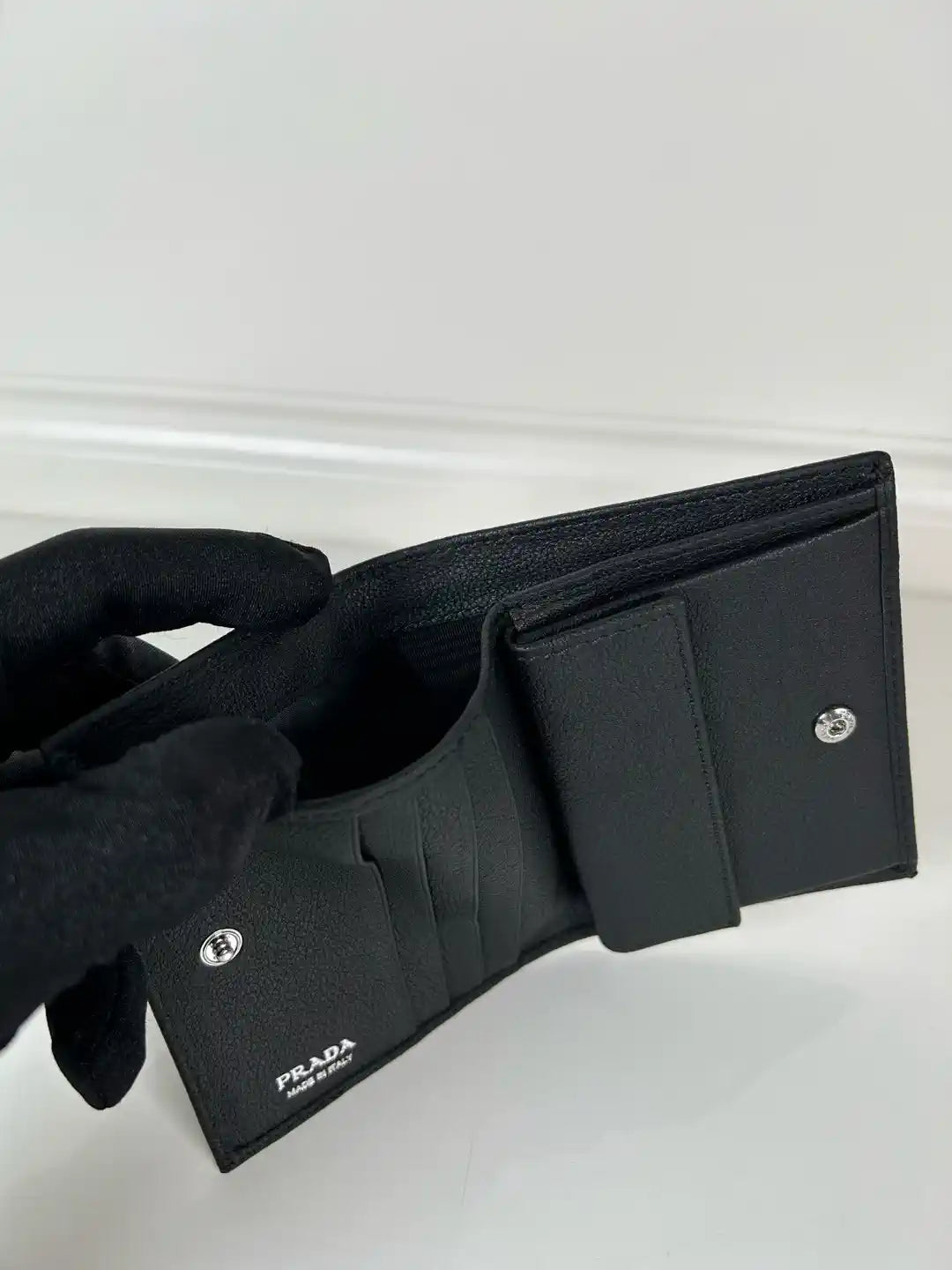 Prada 1MV204 Small Lambskin Leather Wallet Black