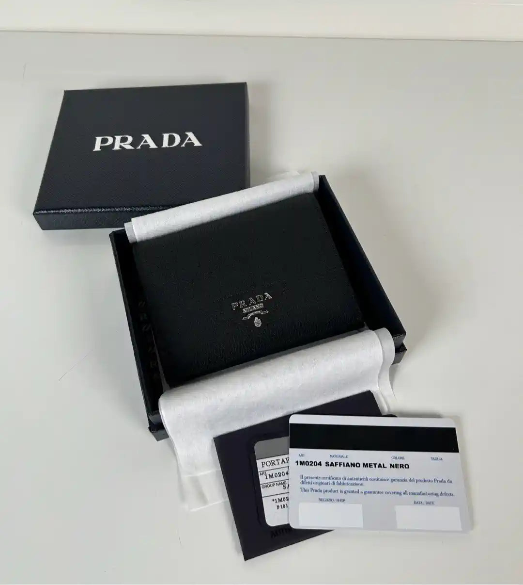 Prada 1MV204 Small Lambskin Leather Wallet Black