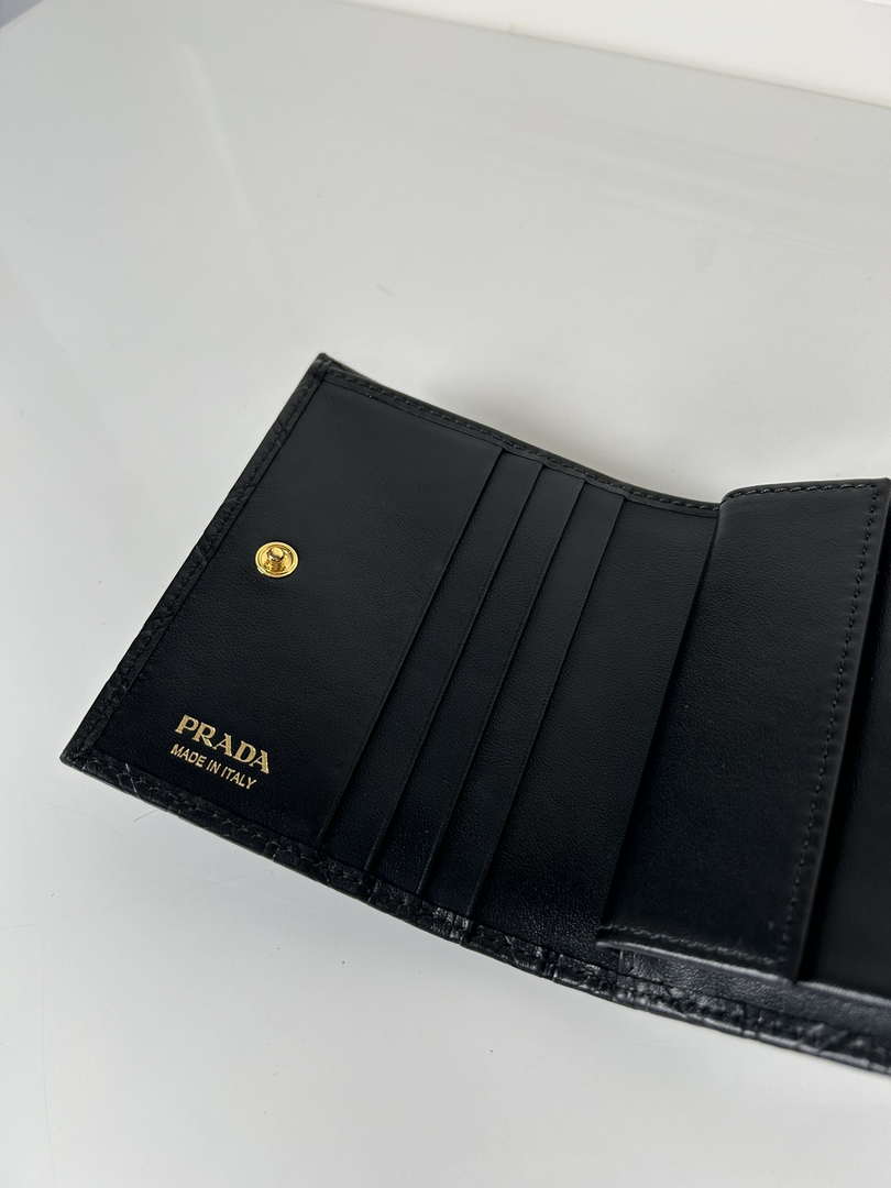 Prada 1MV204 Small Leather Wallet Black prad logo