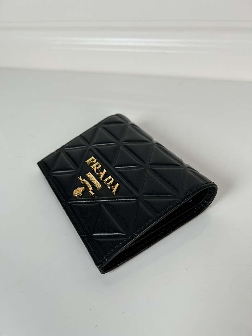 Prada 1MV204 Small Leather Wallet Black prad logo
