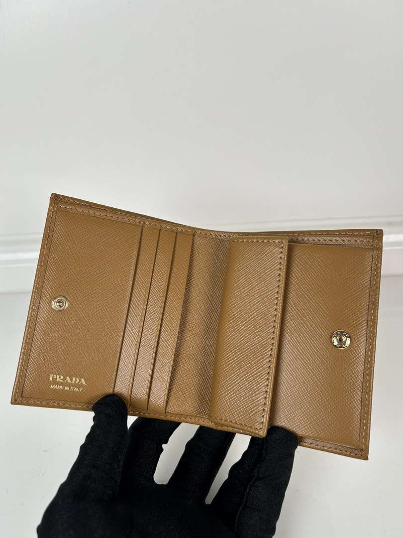 Prada 1MV204 Small Saffiano Leather Wallet Gold Brown