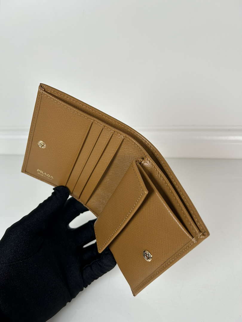 Prada 1MV204 Small Saffiano Leather Wallet Gold Brown